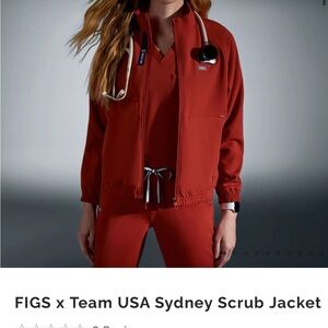 Figs x USA Sydney Red Women's Scrub Jacket